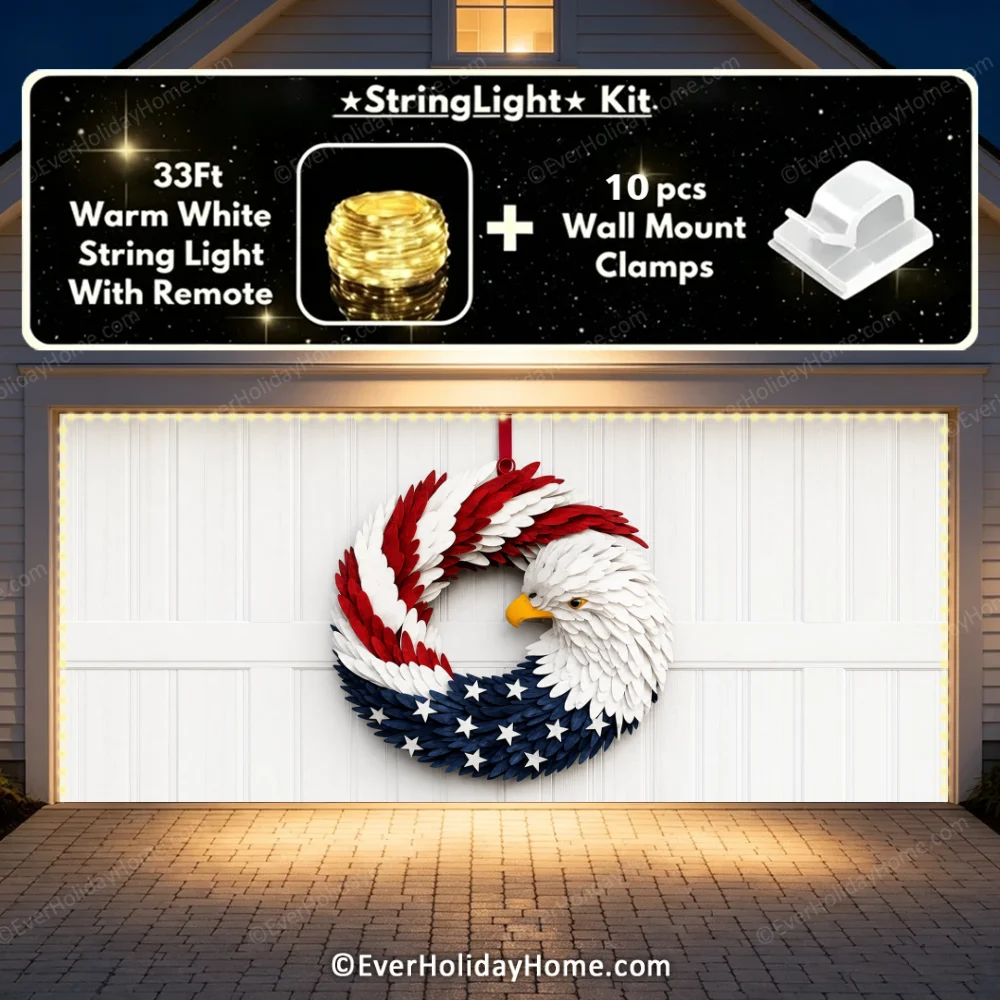 Patriotic Eagle Wreath | Patriotic Garage Door Cover additional product image