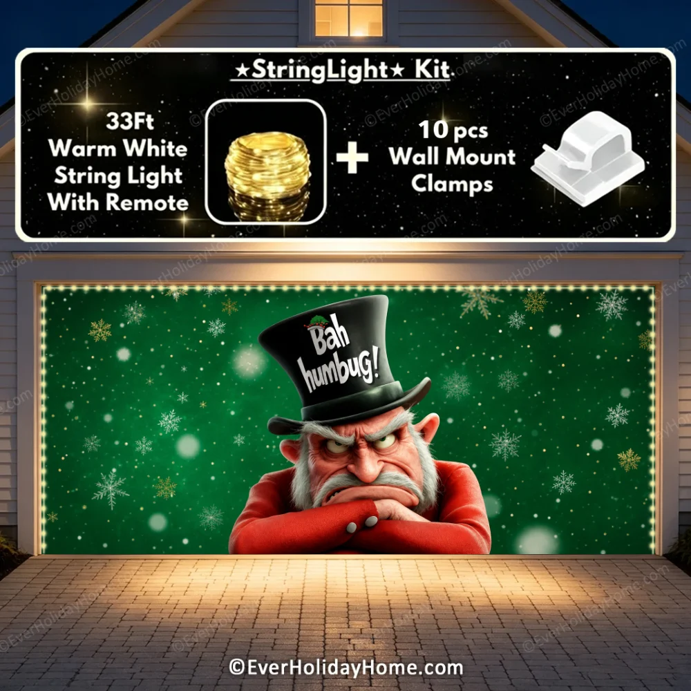 Bah Humbug | Christmas Garage Door Cover additional product image