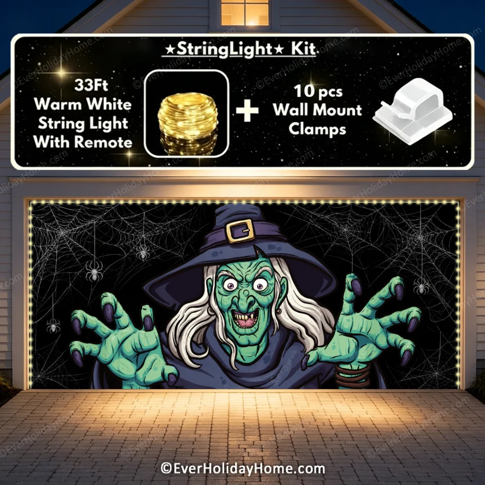 Ugly Witch | Halloween Garage Door Cover additional product image