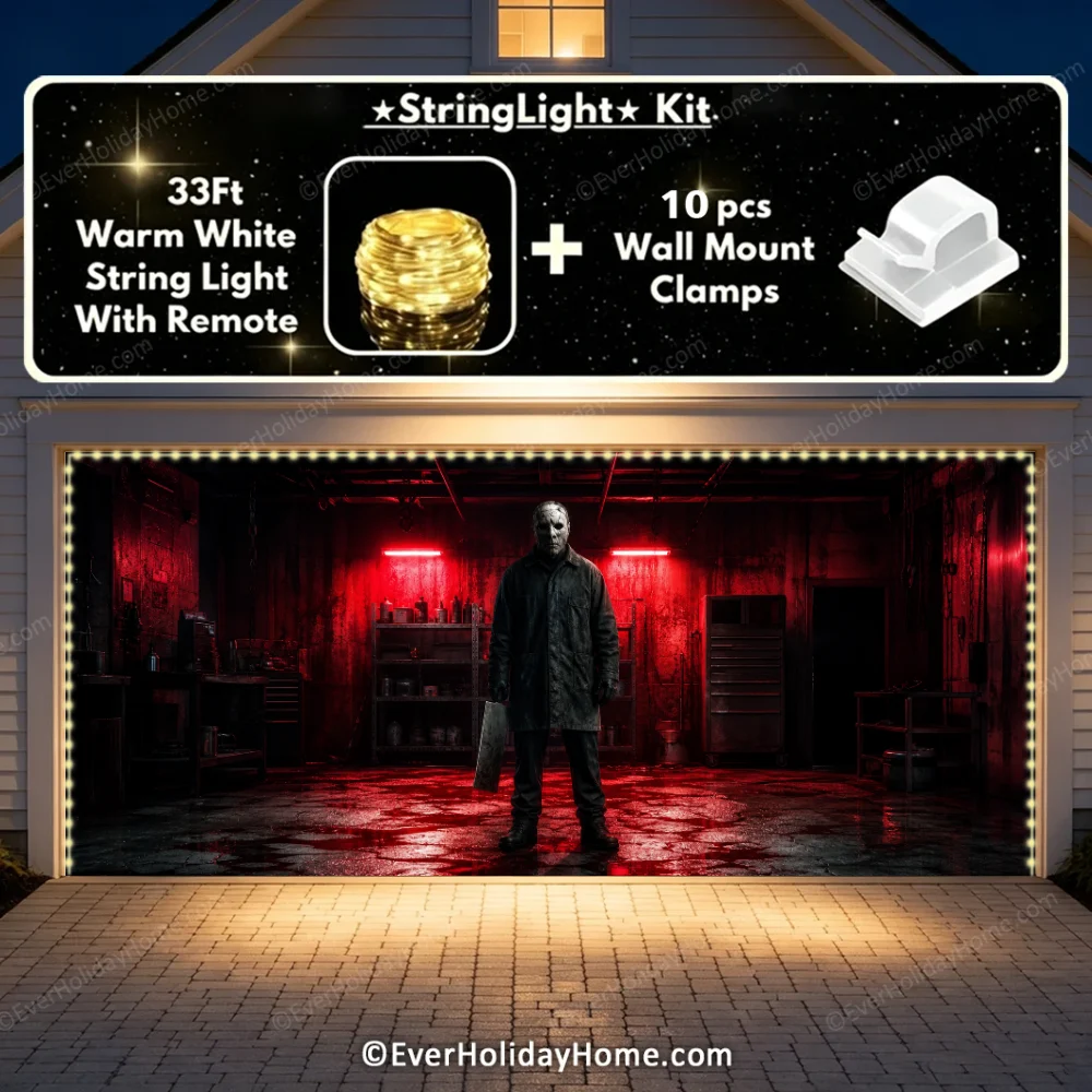 Masked Slasher | Halloween Garage Door Cover additional product image