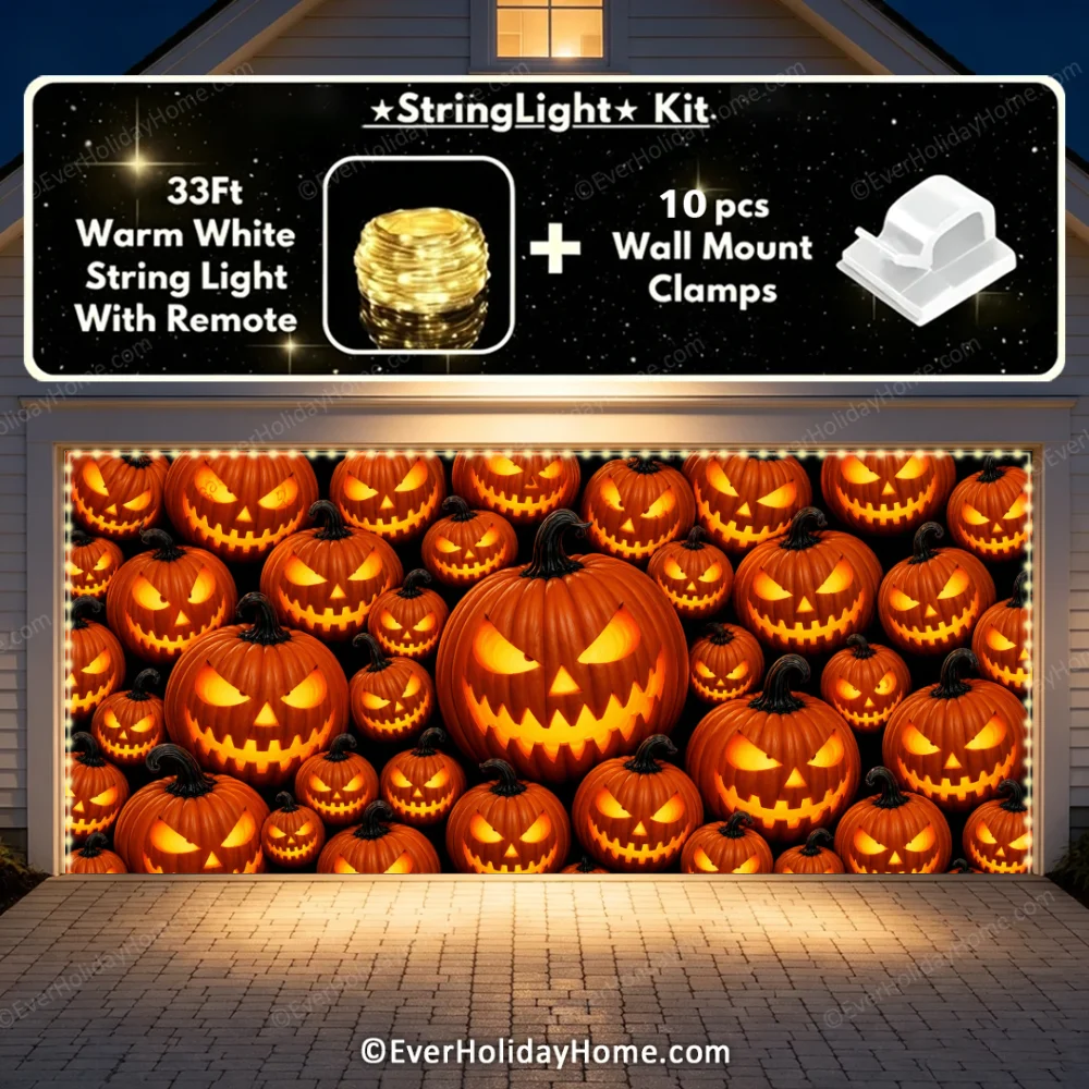 Pumpkin Parade (Glow)  | Halloween Garage Door Cover additional product image