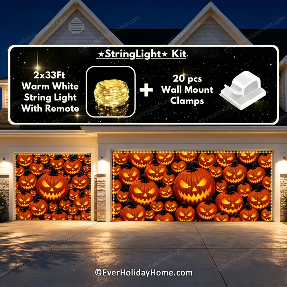 Pumpkin Parade (Glow)  | Halloween Garage Door Cover