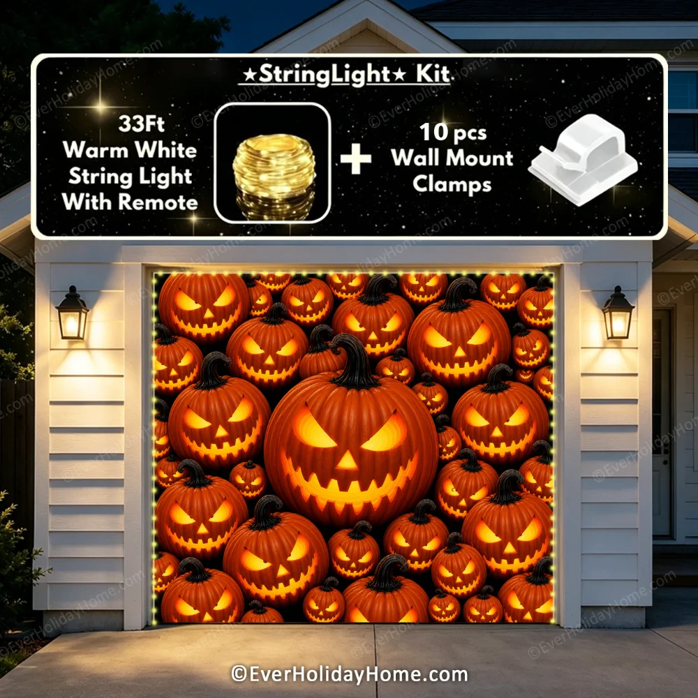 Pumpkin Parade (Glow)  | Halloween Garage Door Cover