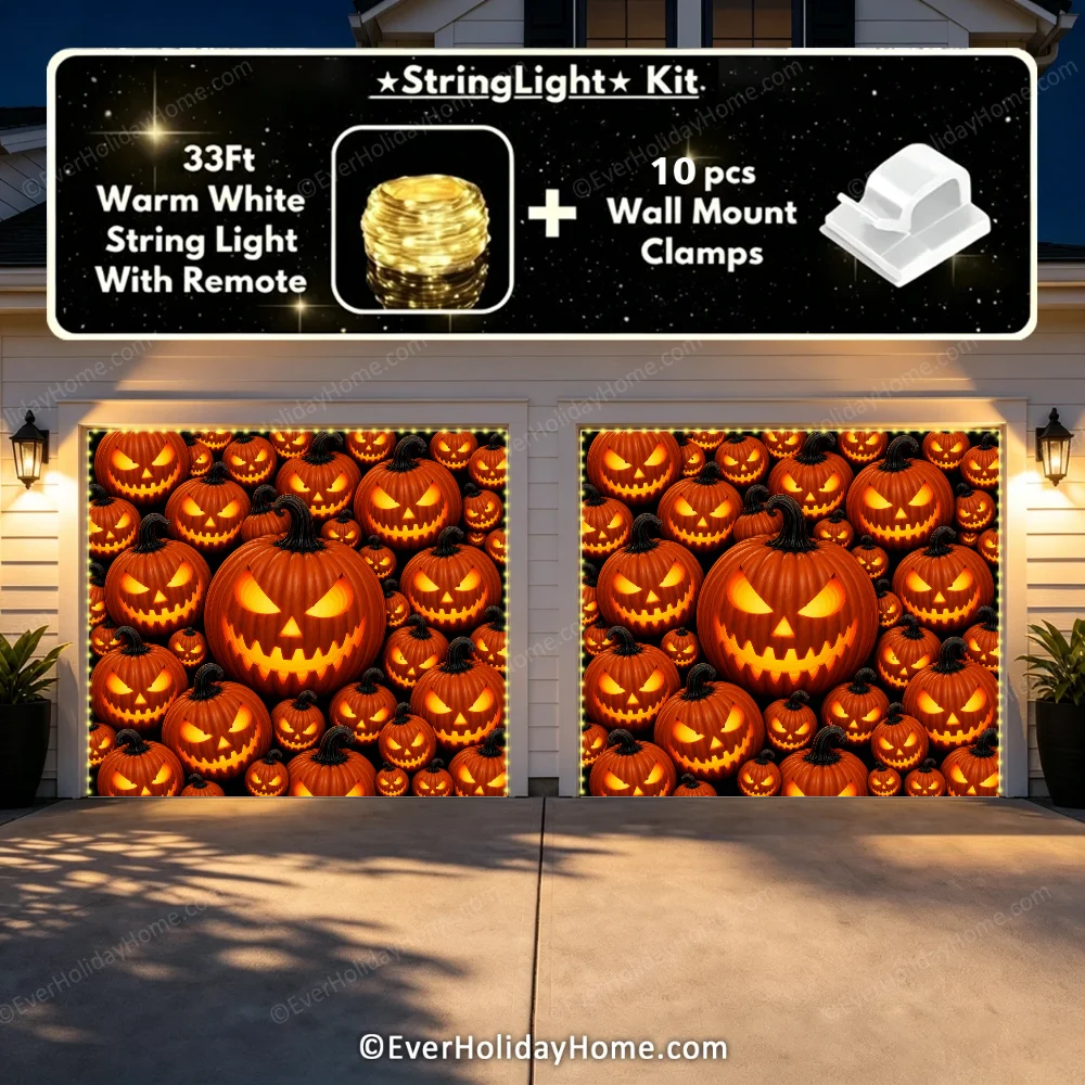 Pumpkin Parade (Glow)  | Halloween Garage Door Cover