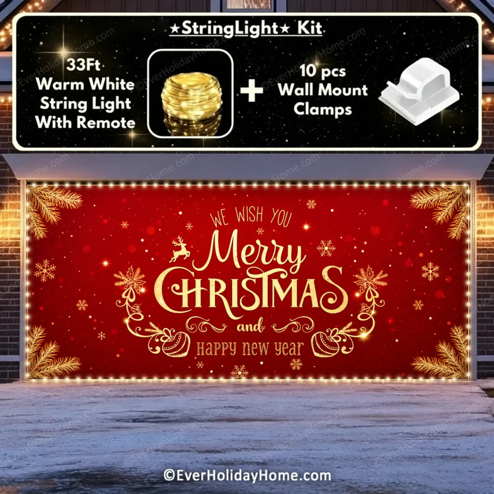 Merry Christmas B | Christmas Garage Door Cover additional product image