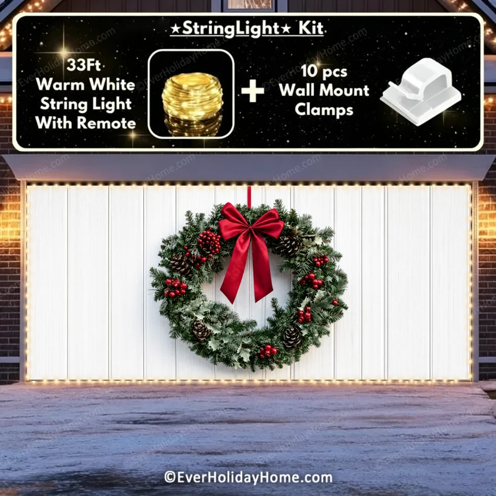 Christmas Wreath | Christmas Garage Door Cover additional product image