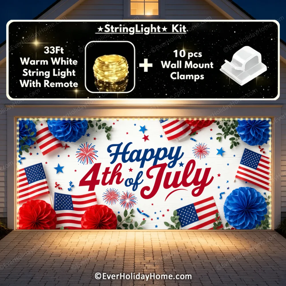 Happy 4th of July | Patriotic Garage Door Cover additional product image