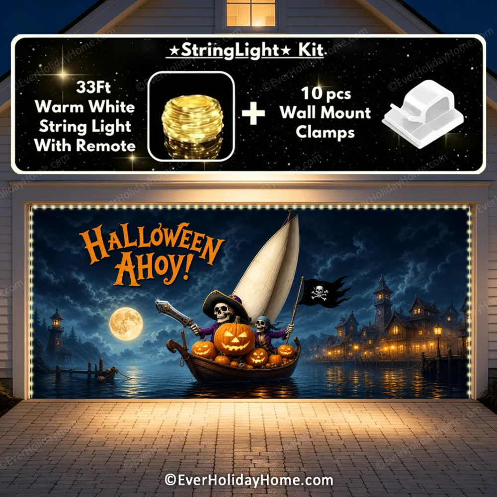 Pumpkin Pirates | Halloween Garage Door Cover additional product image