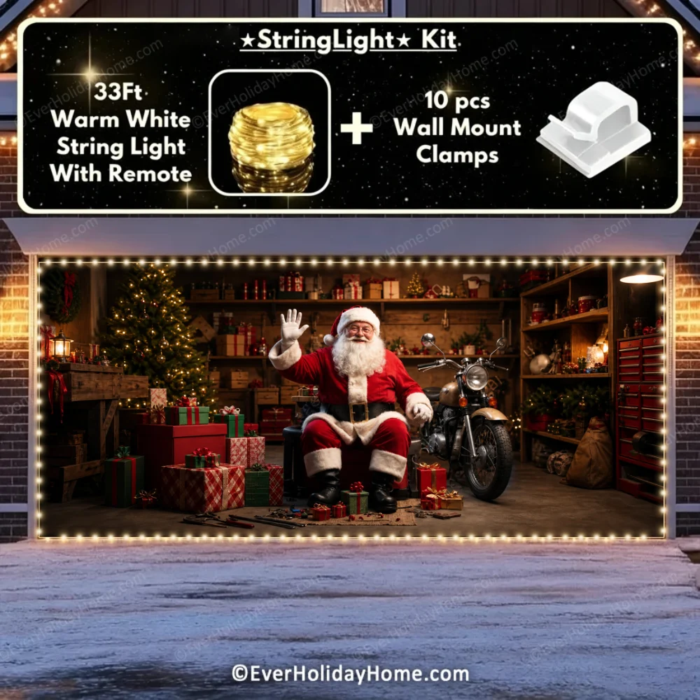 Santa's Workshop | Christmas Garage Door Cover additional product image
