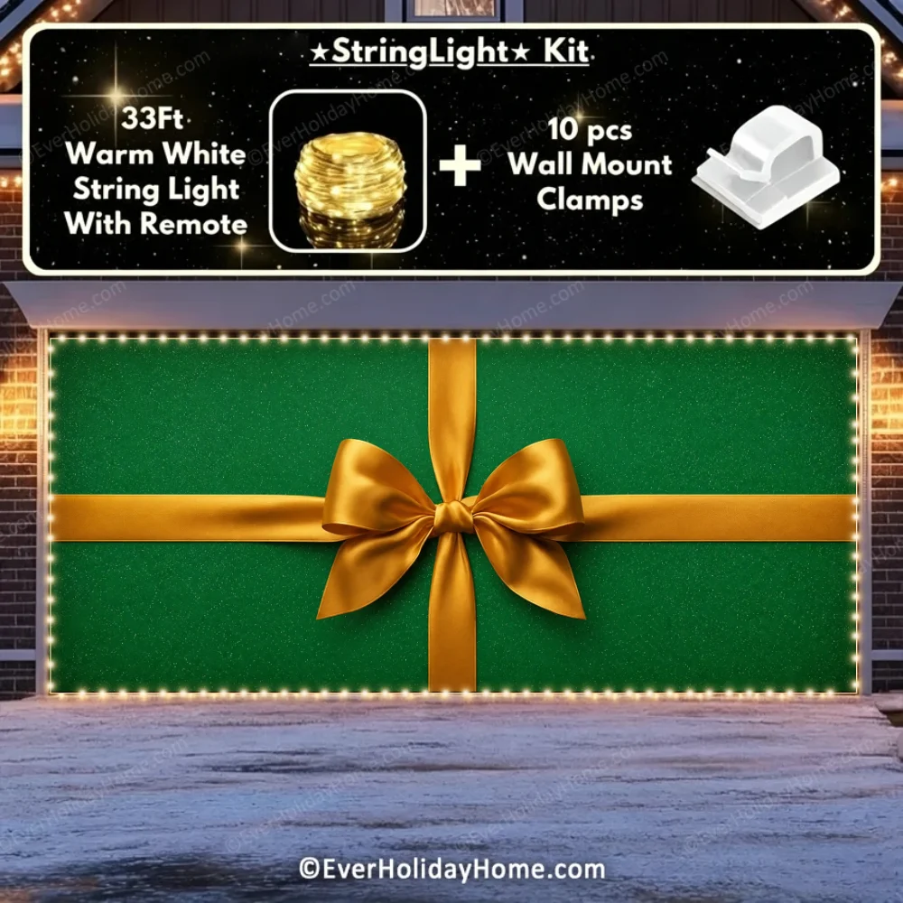 Gift Wrap (Green) | Christmas Garage Door Cover additional product image