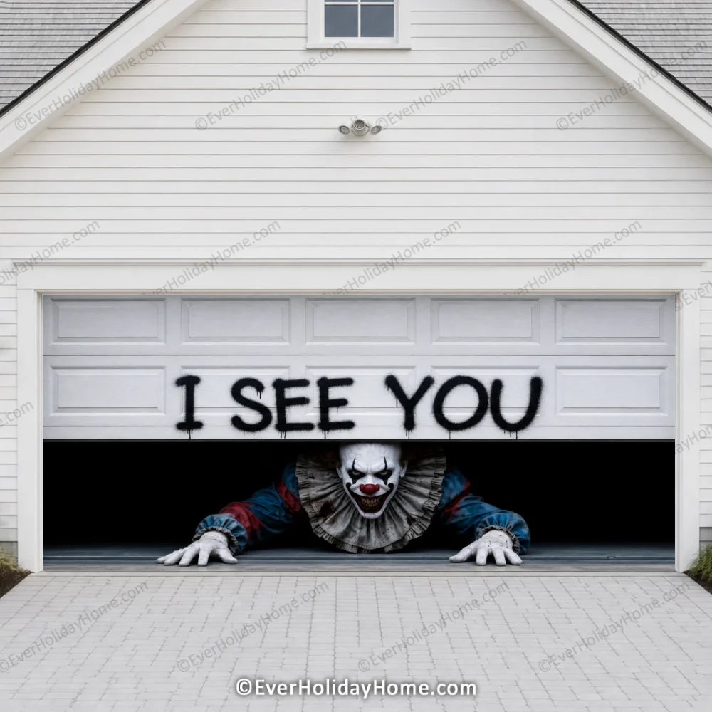 Peeking Clown (Limited Edition ) | Halloween Garage Door Cover