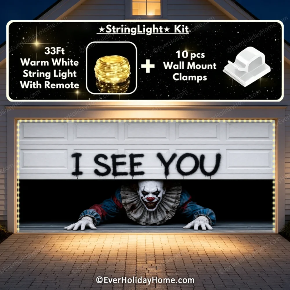 Peeking Clown (Limited Edition ) | Halloween Garage Door Cover additional product image