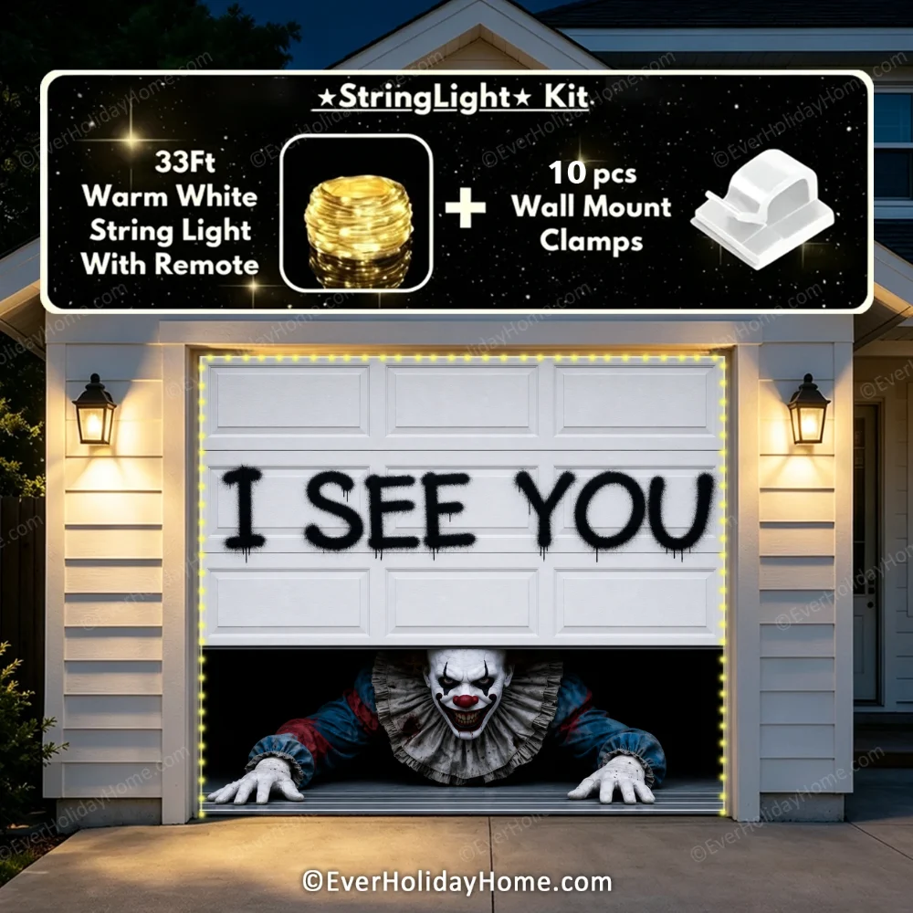 Peeking Clown (Limited Edition ) | Halloween Garage Door Cover