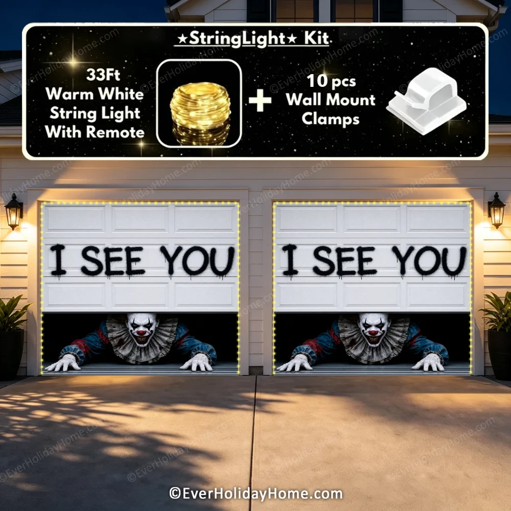 Peeking Clown (Limited Edition ) | Halloween Garage Door Cover