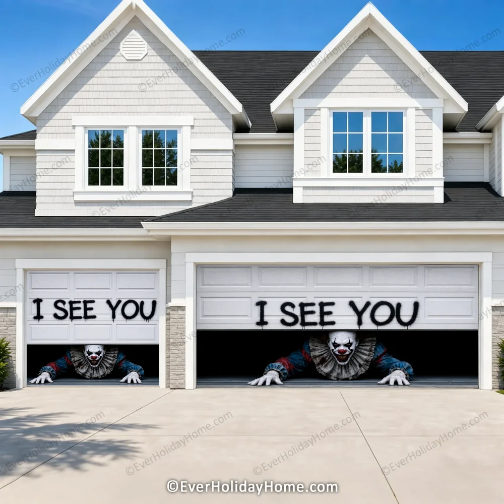 Peeking Clown (Limited Edition ) | Halloween Garage Door Cover