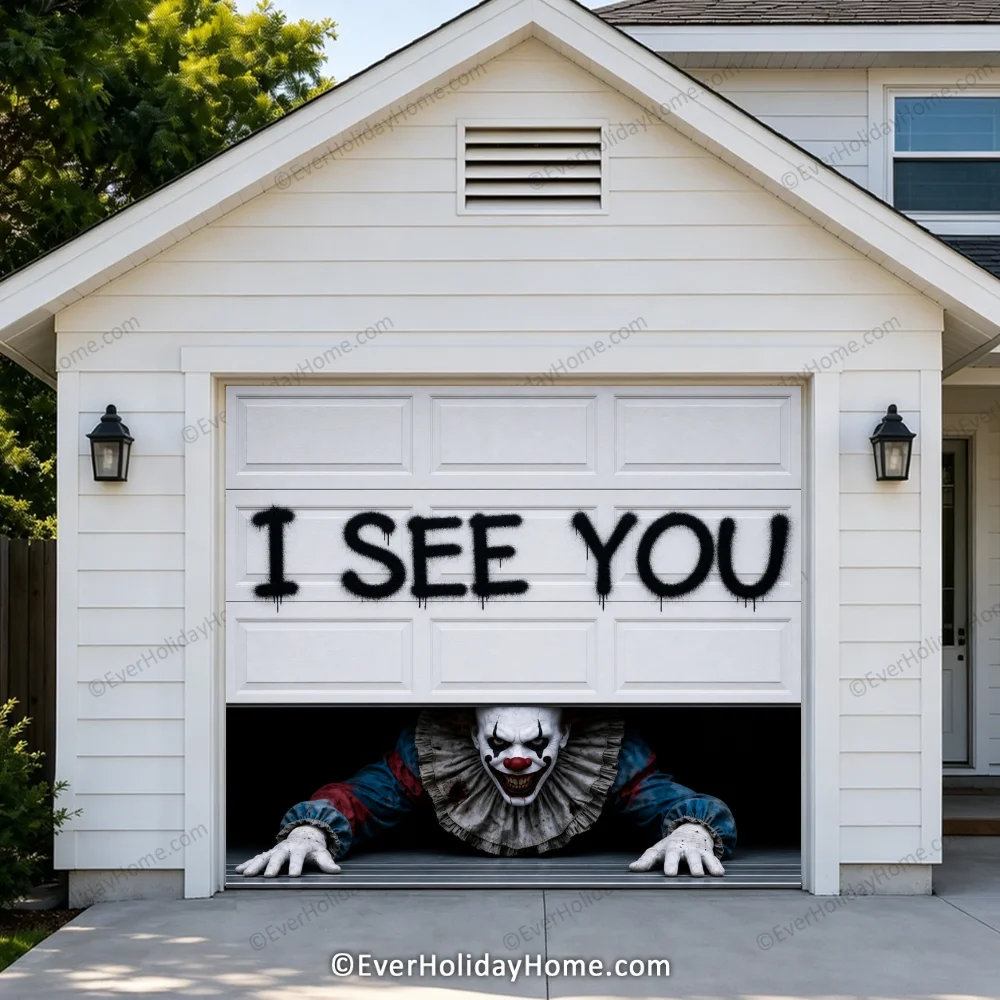 Peeking Clown (Limited Edition ) | Halloween Garage Door Cover