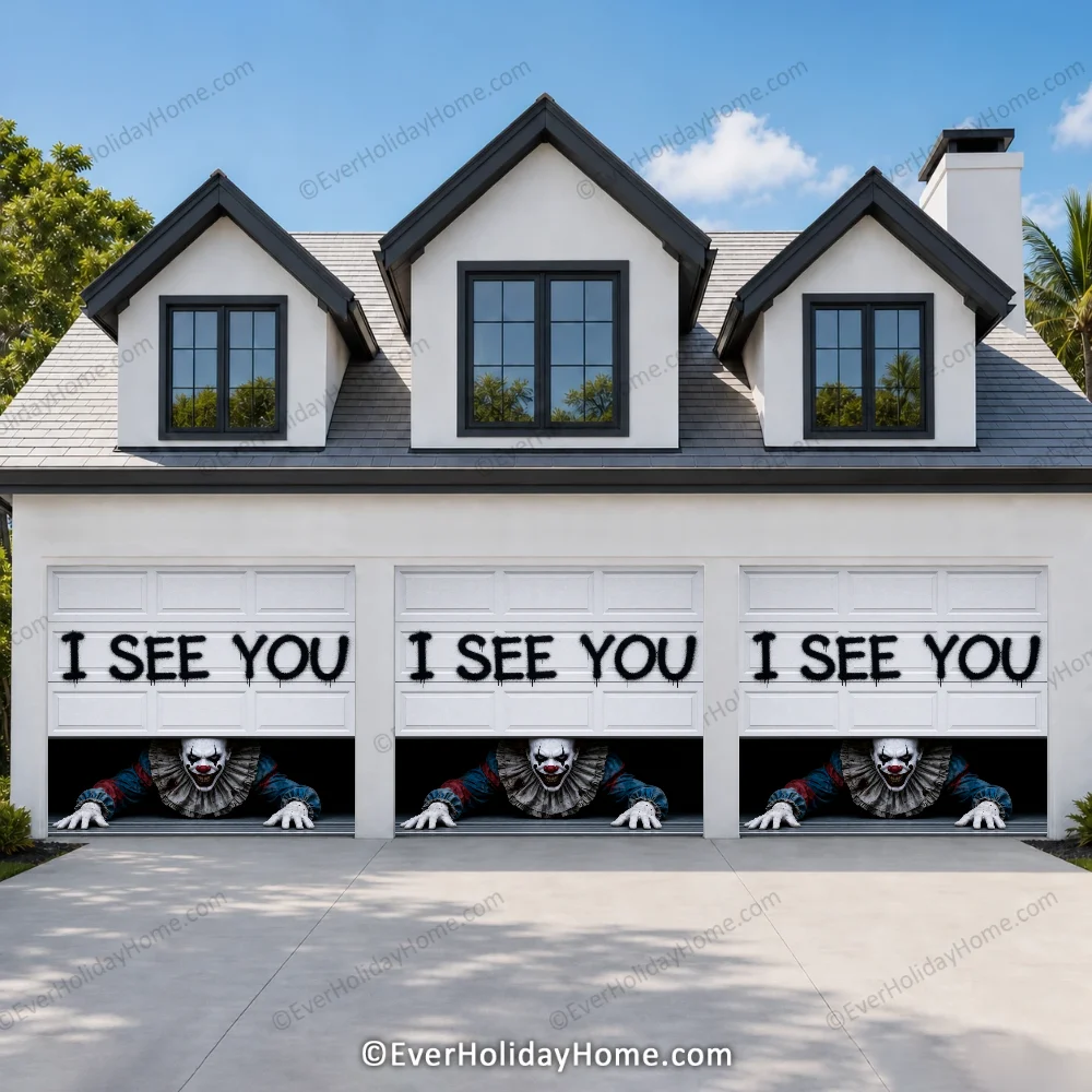 Peeking Clown (Limited Edition ) | Halloween Garage Door Cover