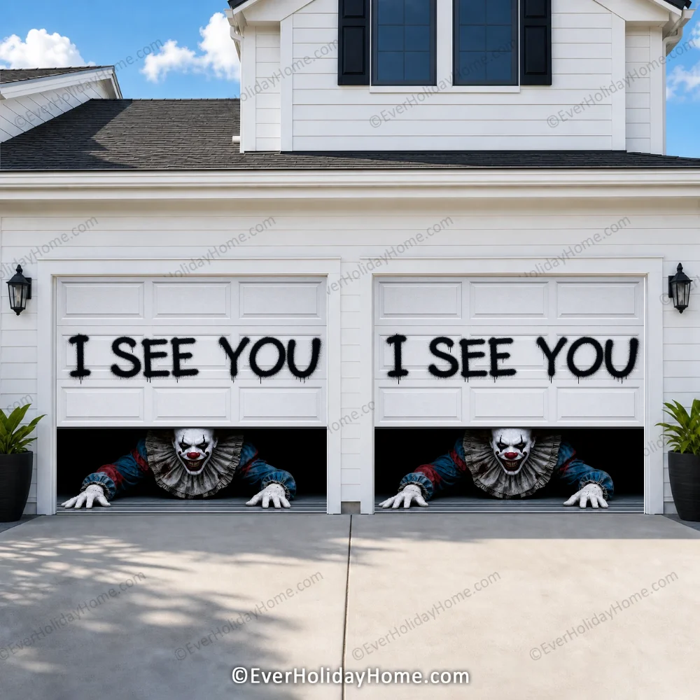 Peeking Clown (Limited Edition ) | Halloween Garage Door Cover