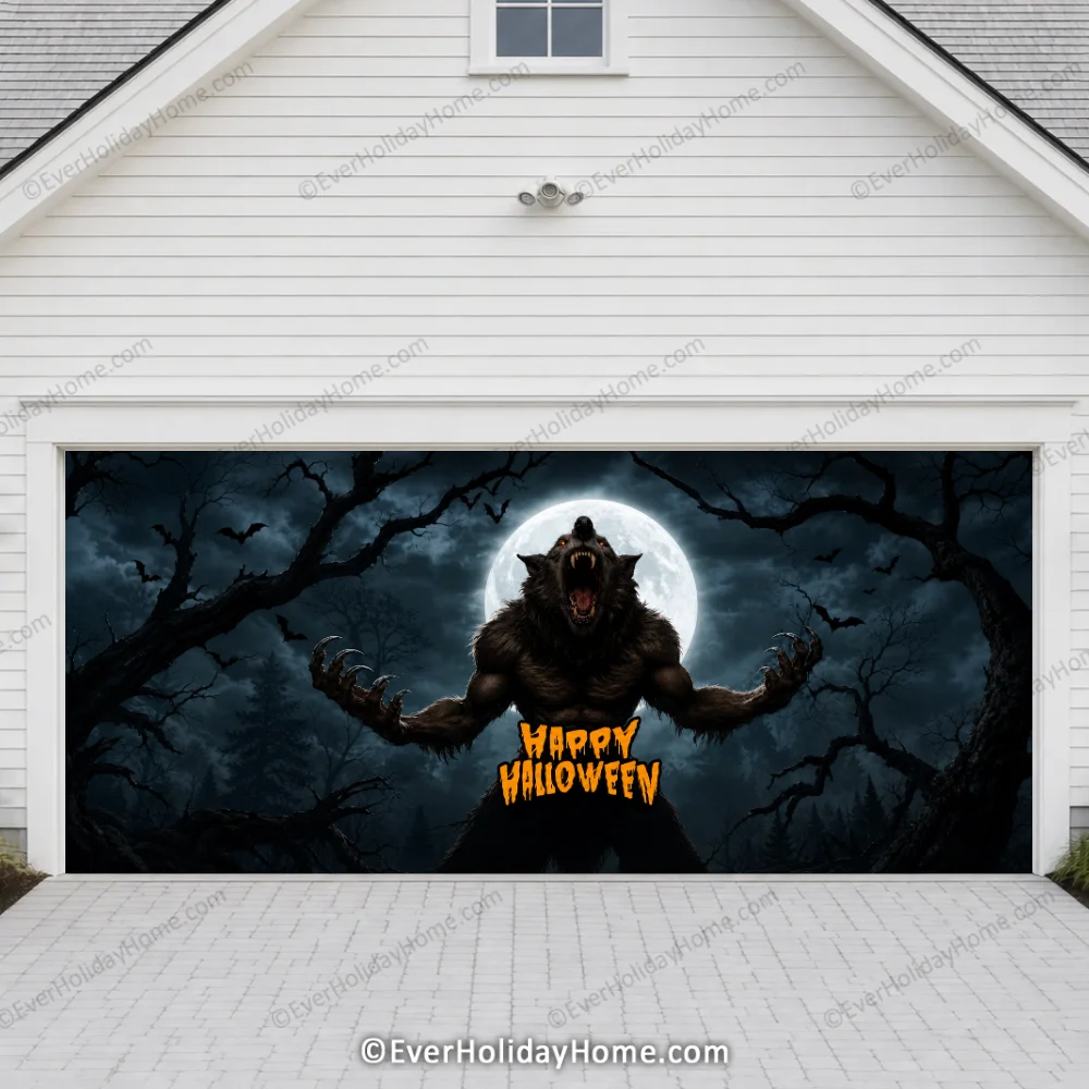 Werewolf Scene | Halloween Garage Door Cover product image
