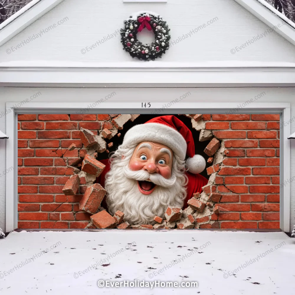 Santa's Surprise | Christmas Garage Door Cover product image