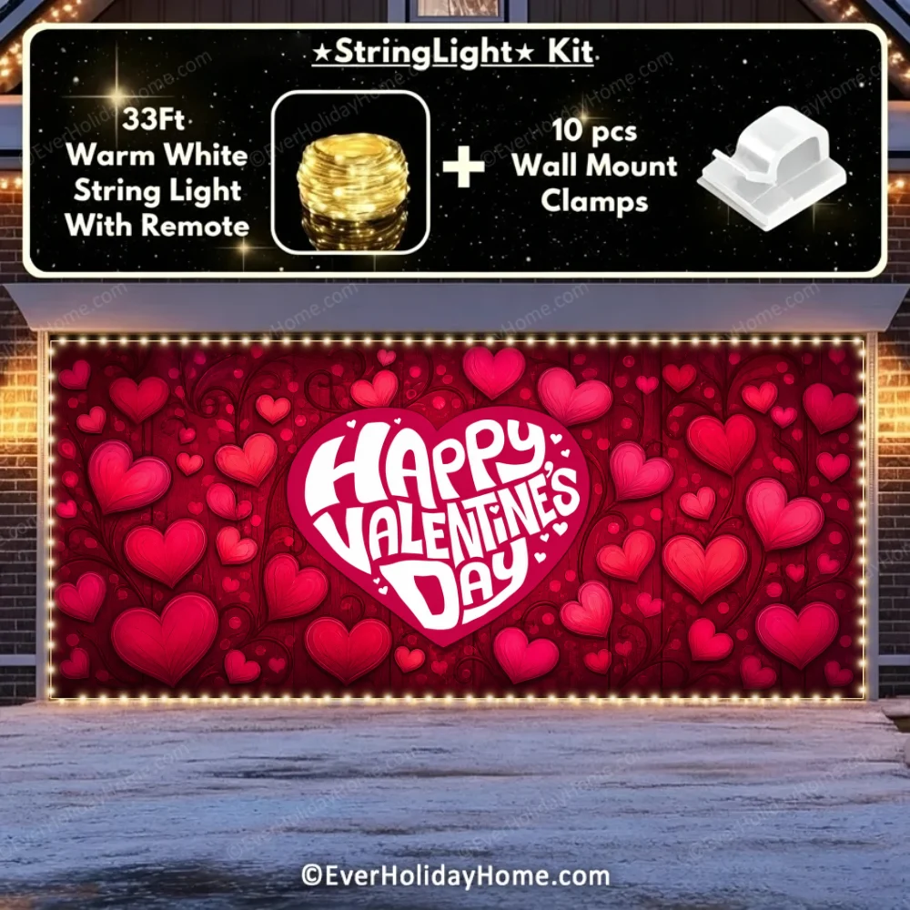 Valentine's Day (Hearts) | Festive Garage Door Cover additional product image