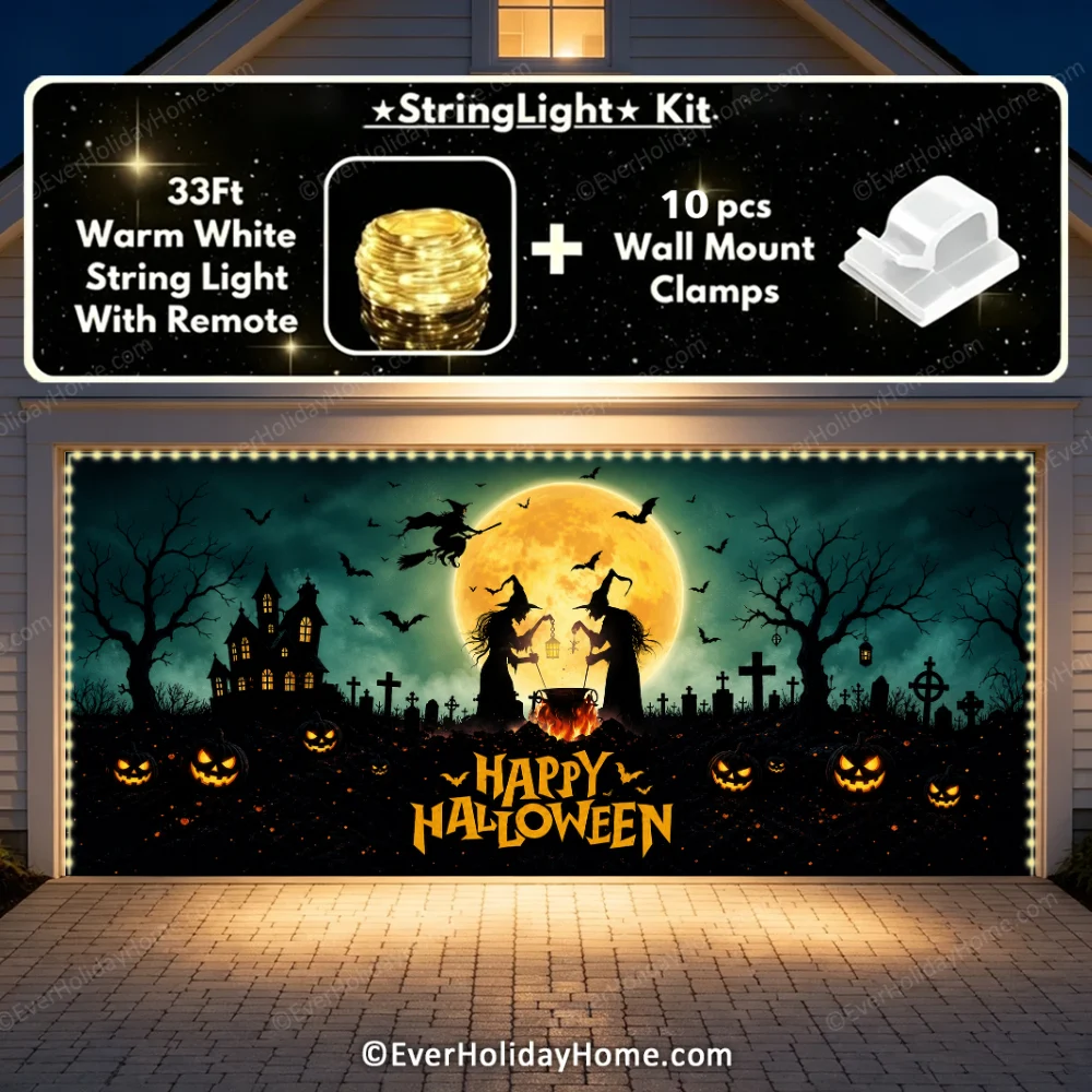 Graveyard Scene | Halloween Garage Door Cover additional product image