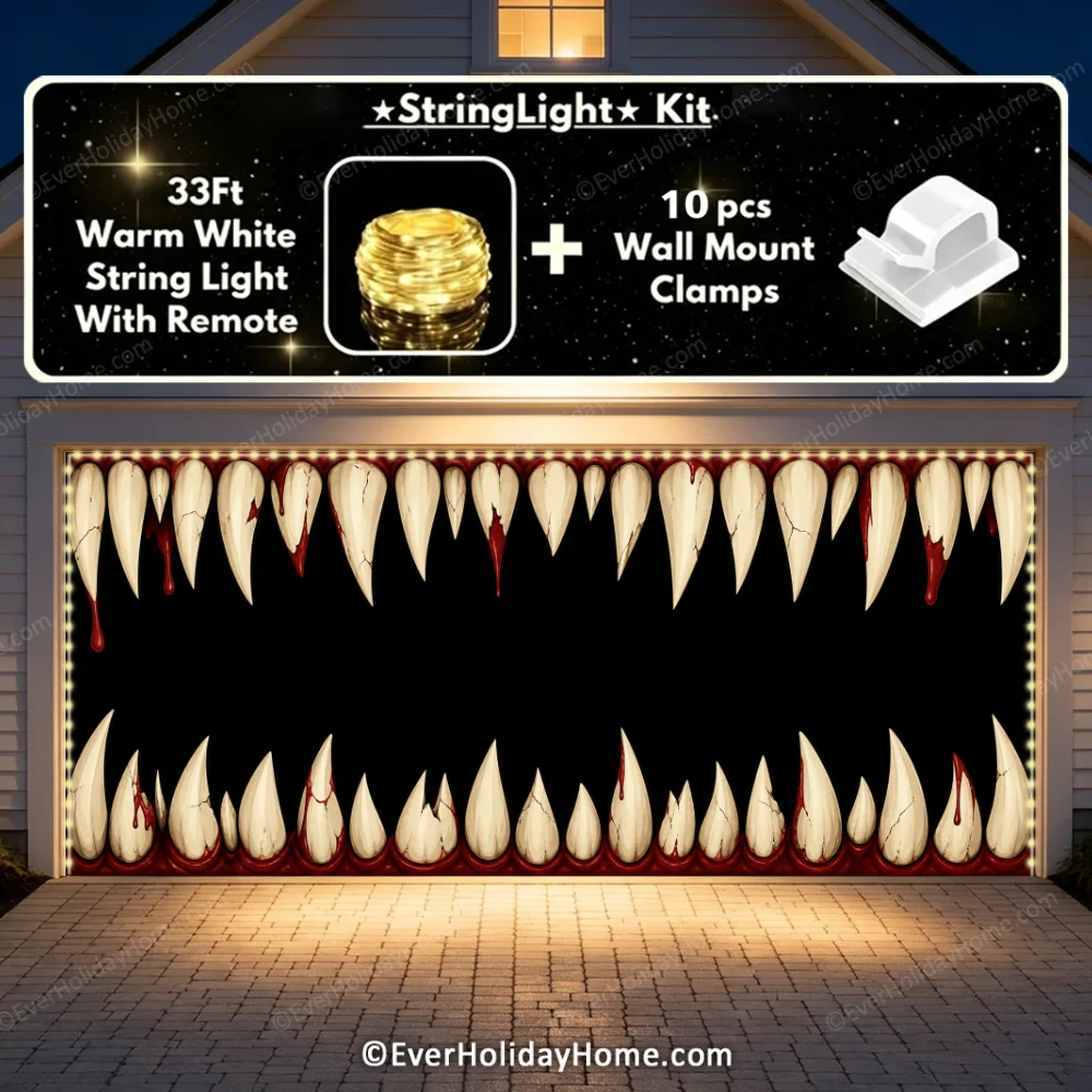 Monster Teeth | Halloween Garage Door Cover additional product image