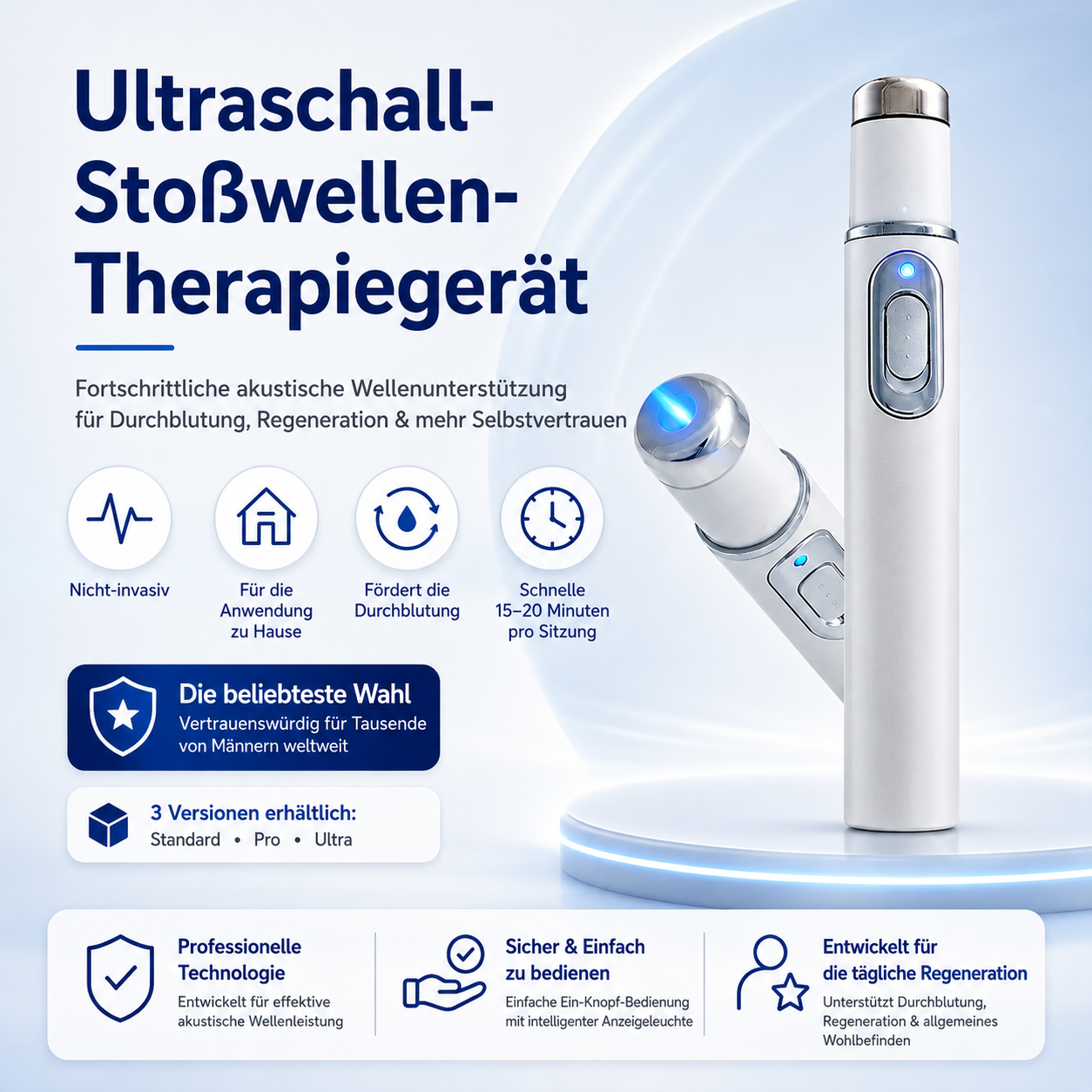 Fortschrittliche akustische Stoßwellentherapie stellt die Gesundheit des Penisgewebes wieder her, verbessert die Steifheit, Ausdauer und das männliche Leistungsbewusstsein und lindert Muskelschmerzen, Gelenksteifheit und Sehnenbeschwerden