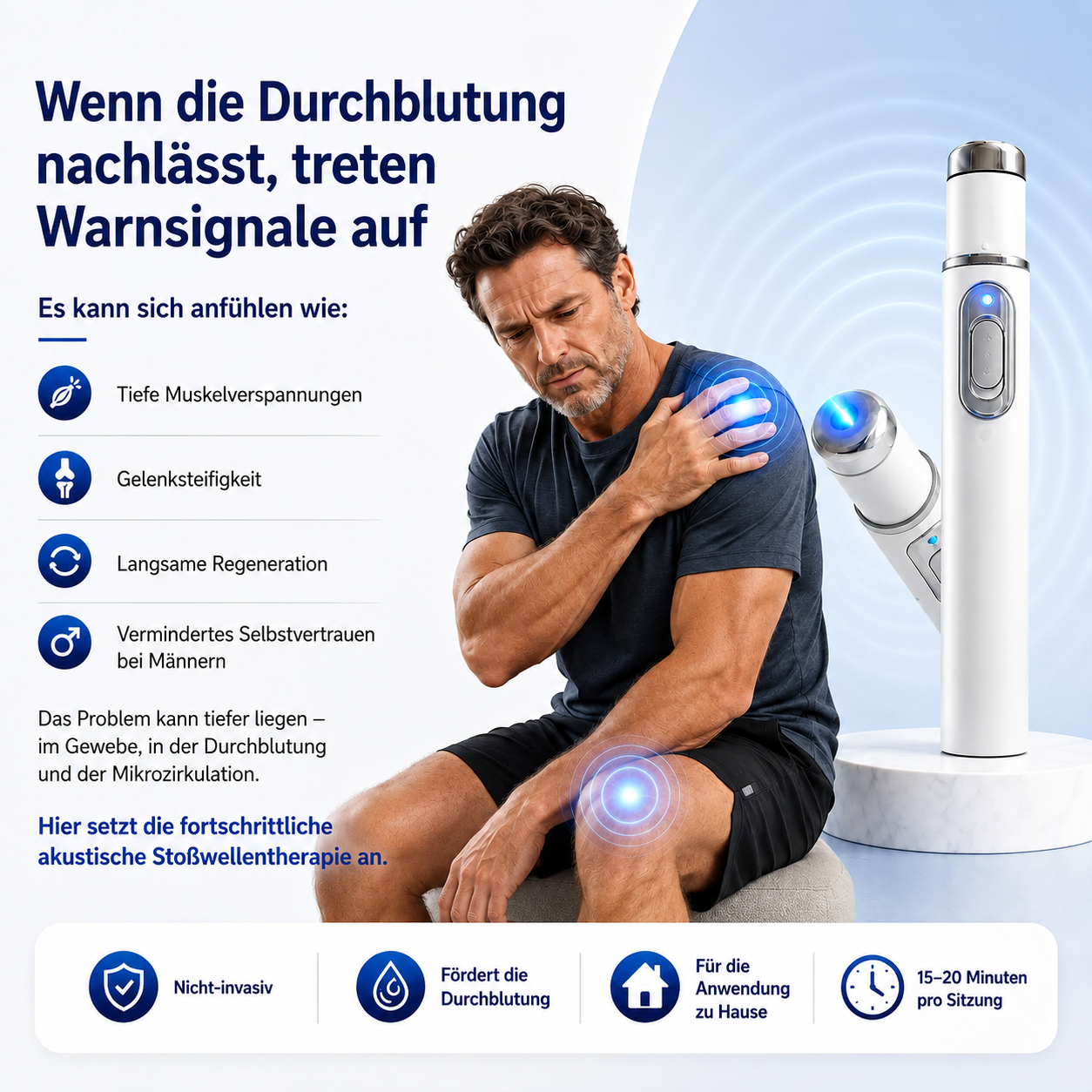 Fortschrittliche akustische Stoßwellentherapie stellt die Gesundheit des Penisgewebes wieder her, verbessert die Steifheit, Ausdauer und das männliche Leistungsbewusstsein und lindert Muskelschmerzen, Gelenksteifheit und Sehnenbeschwerden