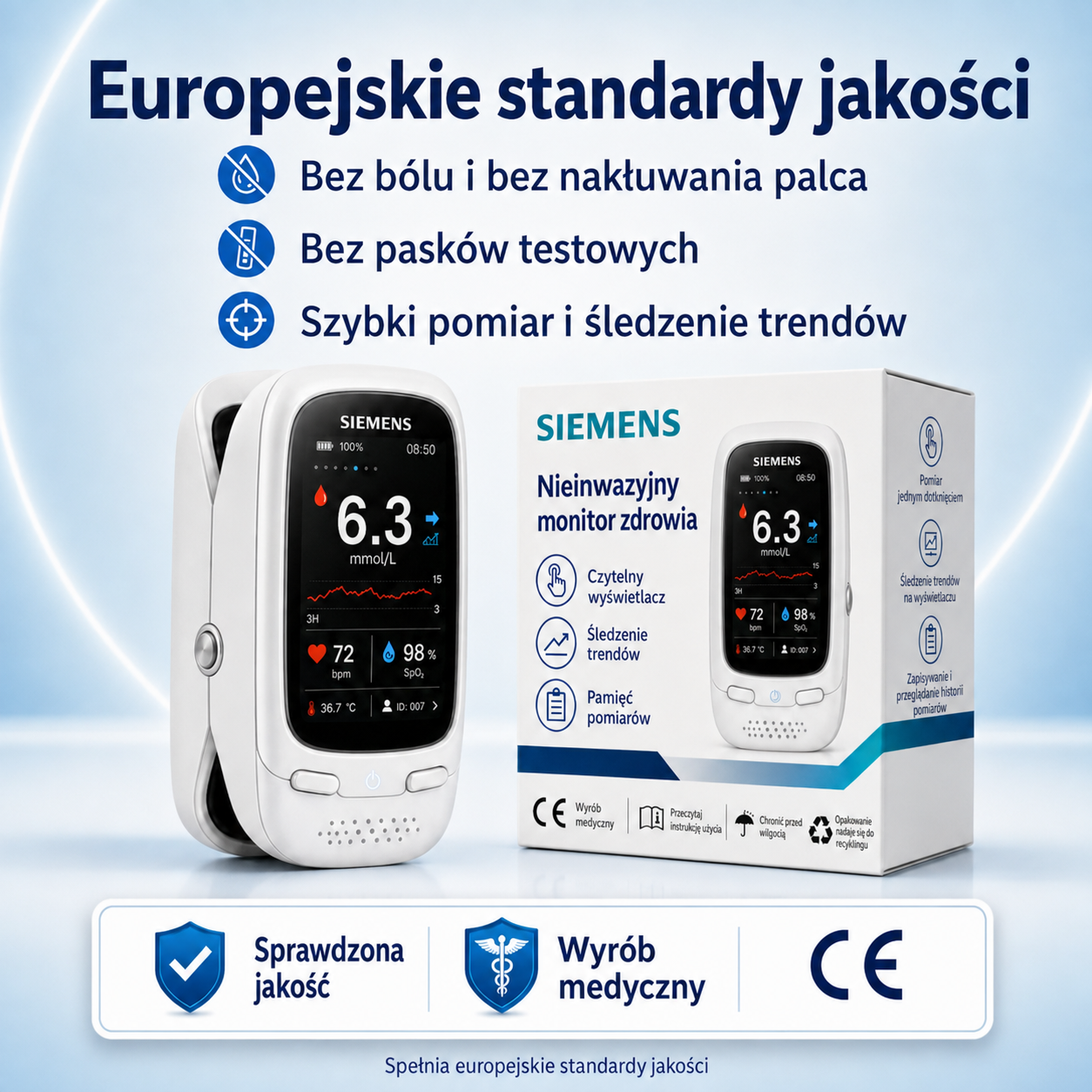 🩸 Nový neinvazivní glukometr Siemens 11 v 1 | Bezbolestné domácí měření glukózy 📊