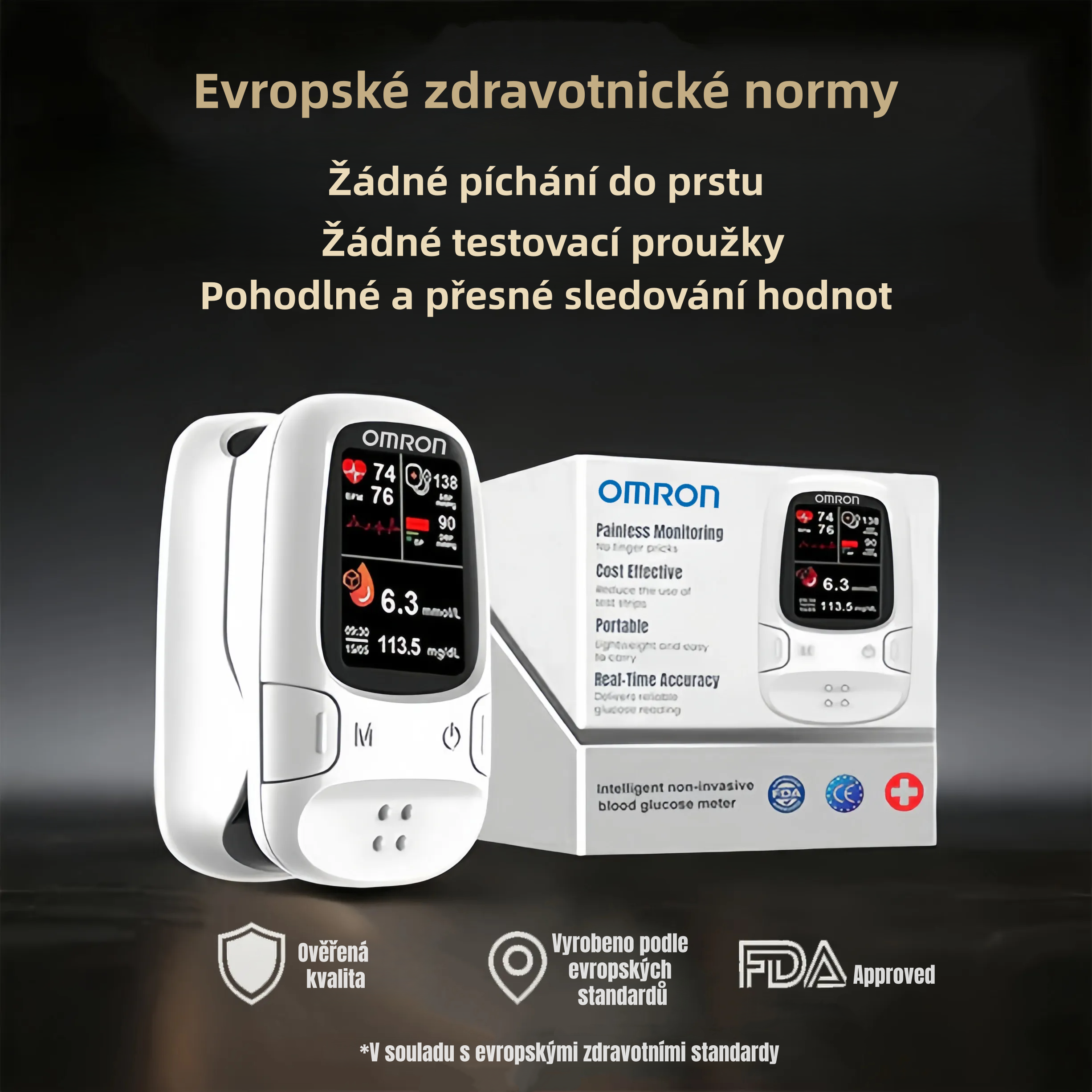 neinvazivní glukometr bez jehly měření glukózy krevní tlak okysličení krve