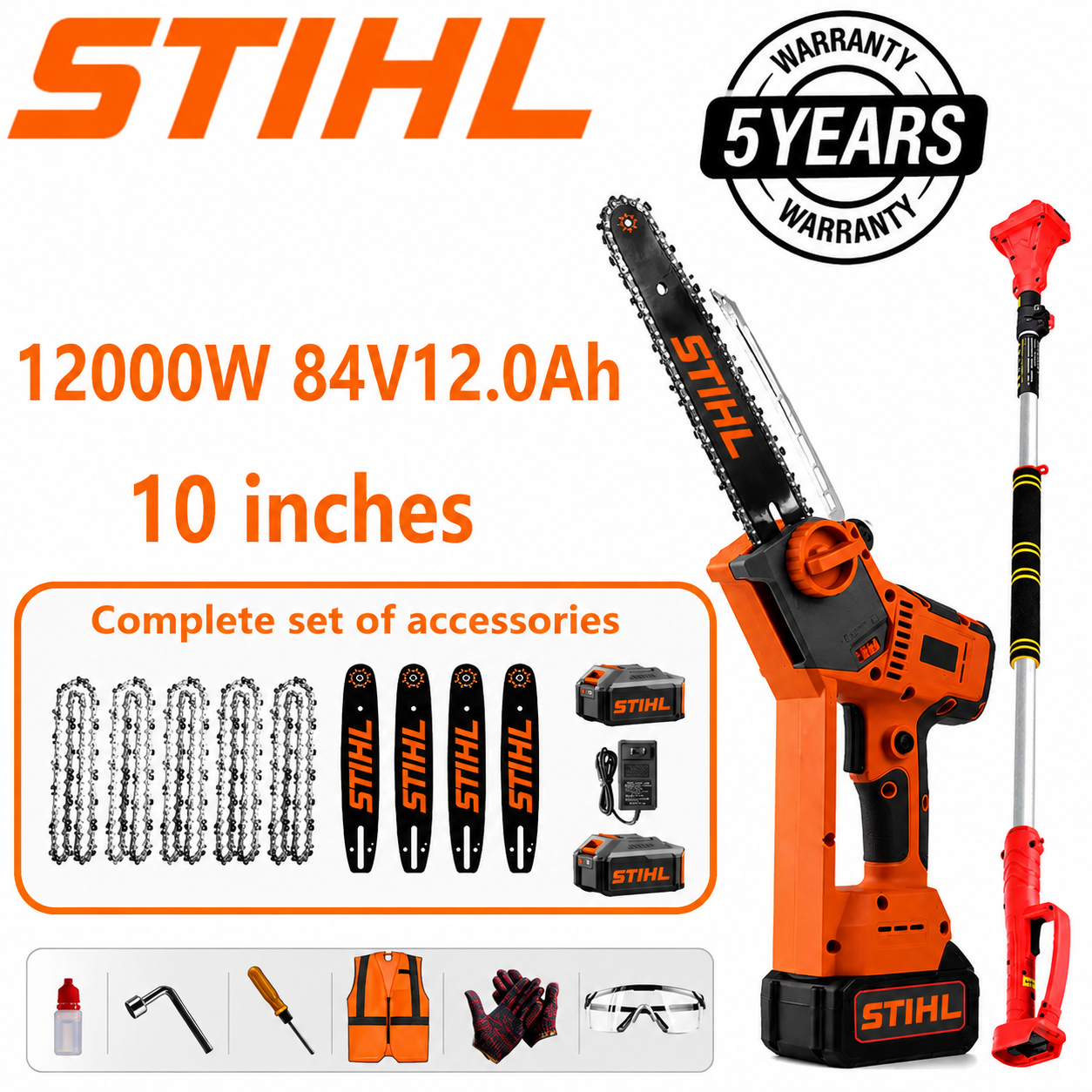 Teleskopická motorová pila STIHL 15000W lithiová baterie s prodlužovací tyčí