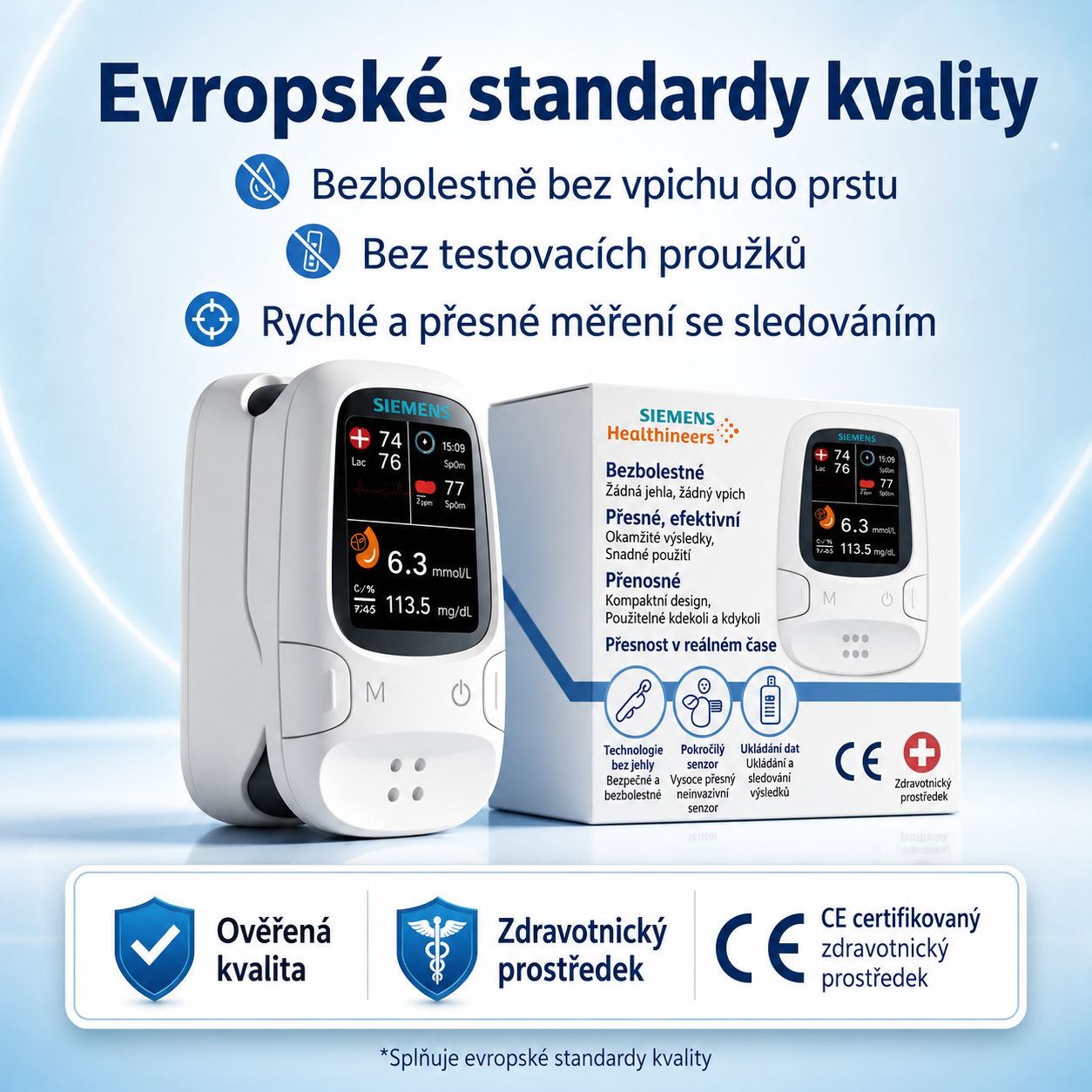 🩸 Neinvazivní glukometr Siemens | Bezbolestné monitorování glykémie doma 📊