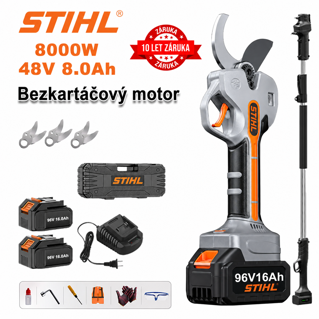 STIHL lítium kefe nélküli metszőolló 15000 W teleszkópos rúddal