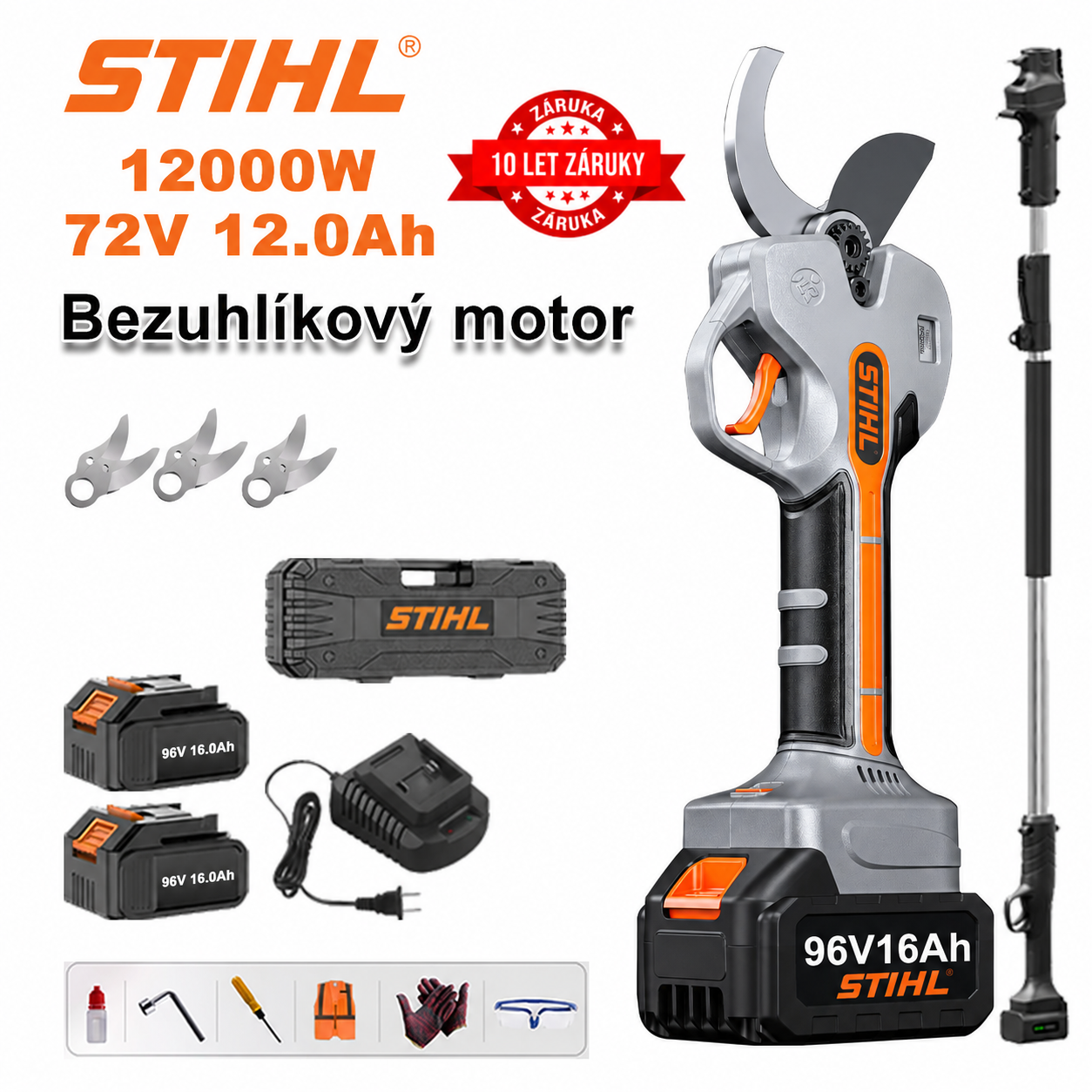 STIHL lítium kefe nélküli metszőolló 15000 W teleszkópos rúddal