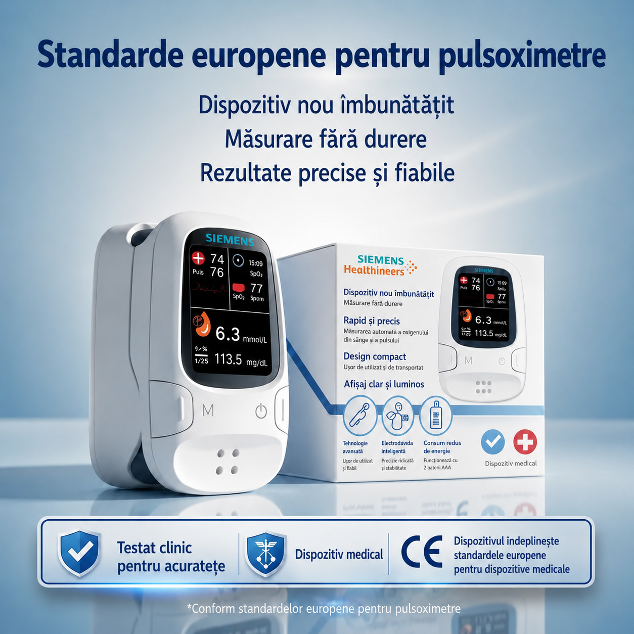 📊 Glucometru Siemens™ 11 în 1 fără ac Nu necesită înțepare • Nu necesită benzi de testare • Rezultate în doar 5 secunde