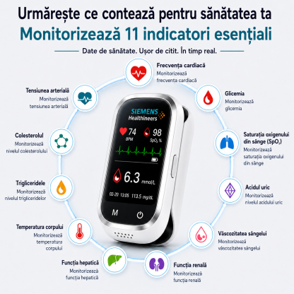🩸Siemens™ Glucometru 11-în-1 fără înțepături** **Fără înțepături • Fără benzi de testare • Rezultat în doar 5 secunde