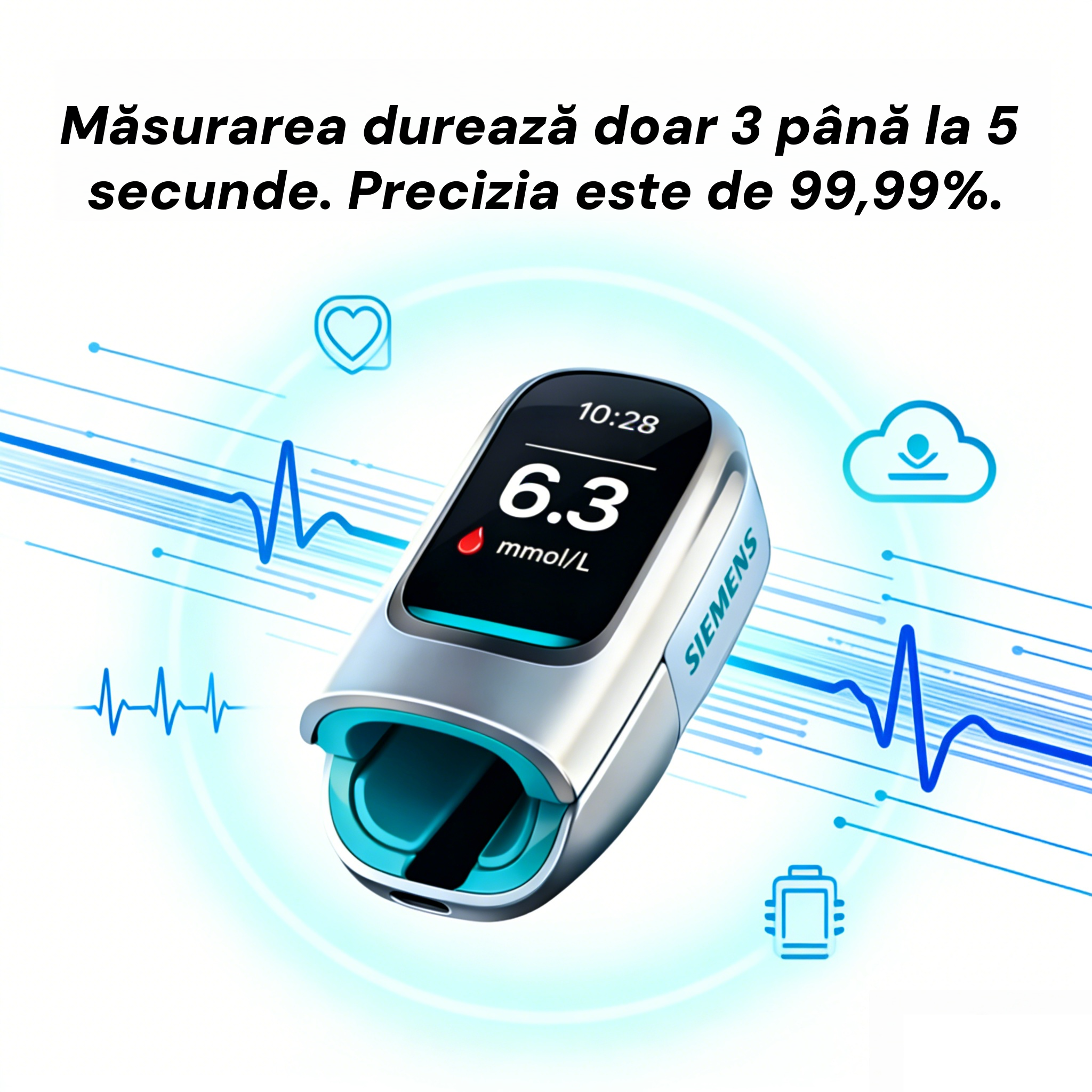 Siemens™ Új, nem invazív, intelligens vércukorszintmérő  💉 Tűmentes és fájdalommentes vércukorszintmérés  🔥 Fejlett német technológiával 🔥 – Gyors, pontos és megbízható, könnyedén figyelemmel kísérheti egészségét bármikor, bárhol.