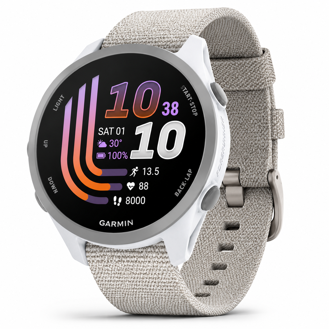 GARMIN | Nagy felbontású AMOLED kijelzővel és könnyű, hordozható kialakítással rendelkezik; átfogó adatelemzési képességeket kínál – beleértve a pulzusszám-variabilitás (HRV) monitorozását, több mint 80 vezetett edzést, valamint biztonsági és követési fun