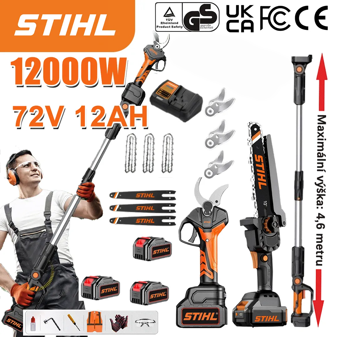 STIHL® Kefe Nélküli Lítium-ion Akkumulátoros Láncfűrész és Metszőolló Szett Professzionális Teljesítmény, Könnyed Metszés