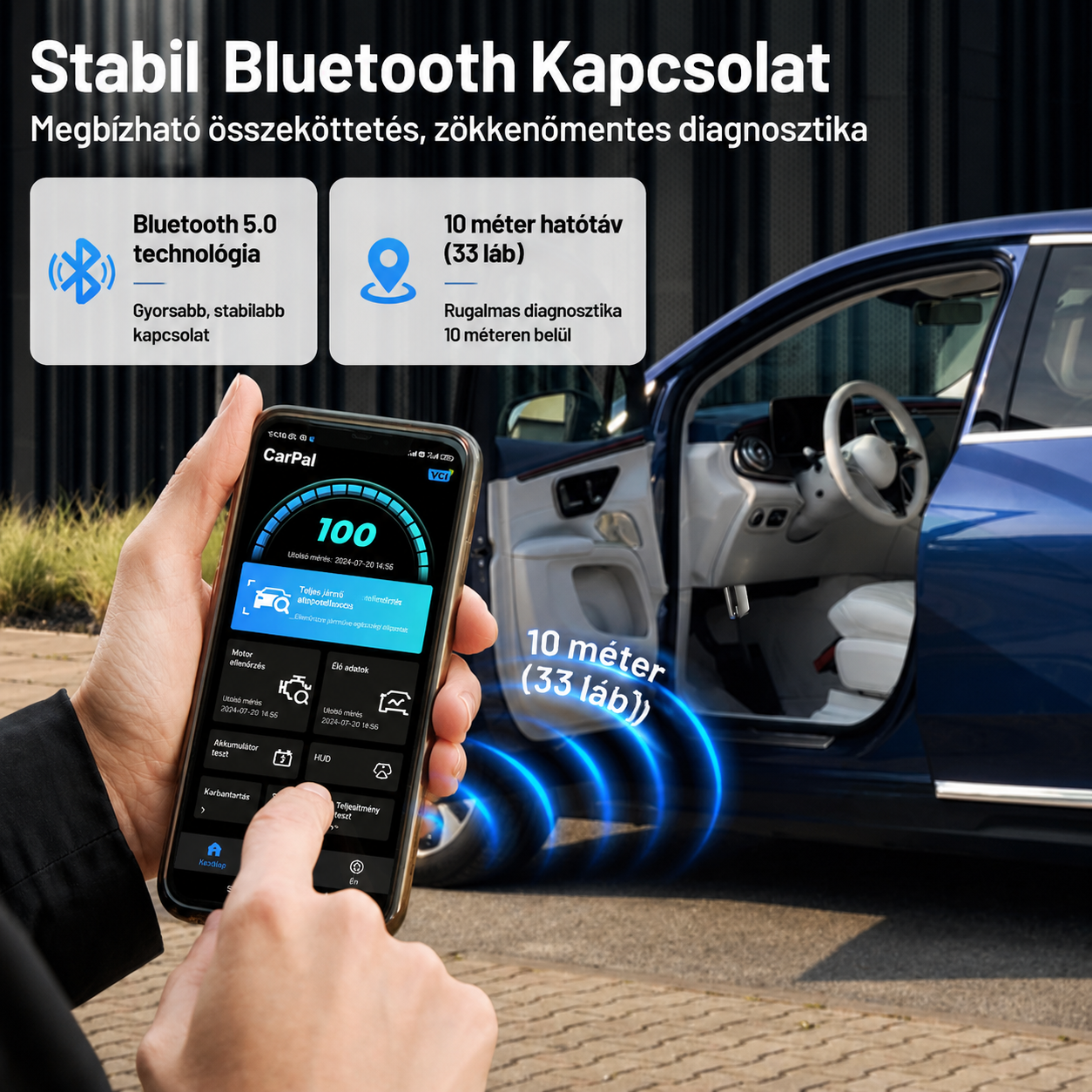 TOPDON CarPal A – Vezeték nélküli Bluetooth autódiagnosztikai készülék, teljes járműellenőrzéssel