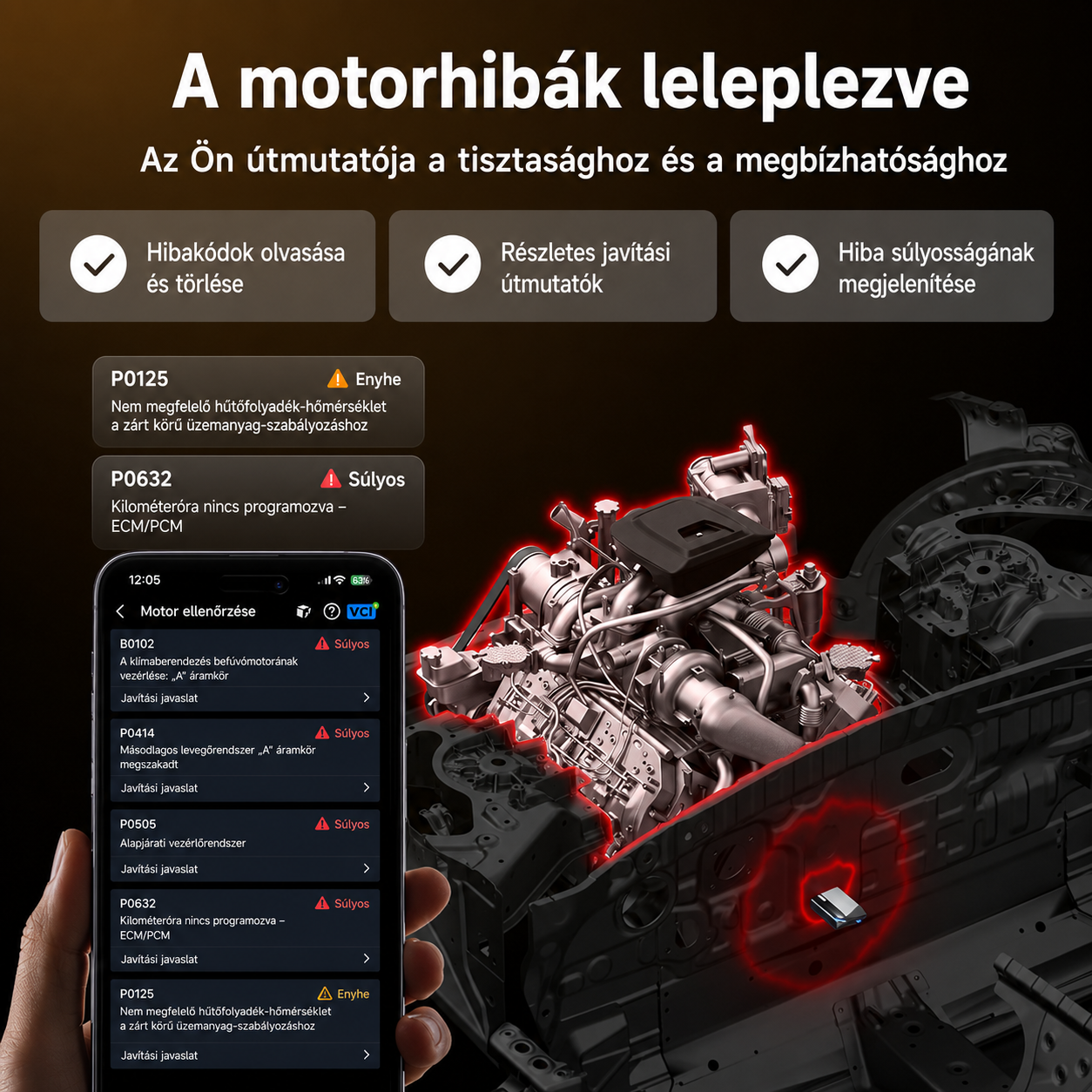 TOPDON CarPal A – Vezeték nélküli Bluetooth autódiagnosztikai készülék, teljes járműellenőrzéssel
