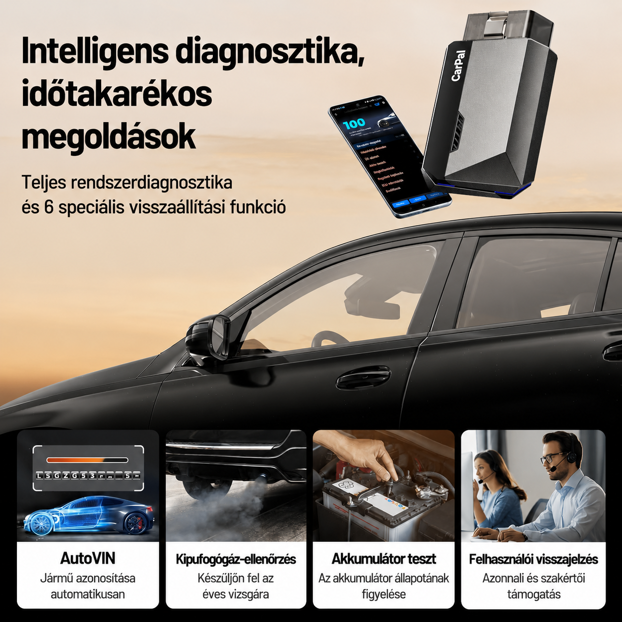 TOPDON CarPal A – Vezeték nélküli Bluetooth autódiagnosztikai készülék, teljes járműellenőrzéssel