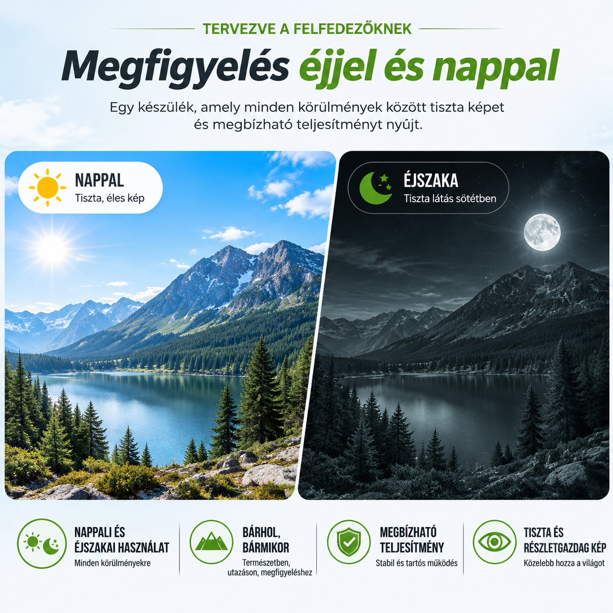 Láss minden részletet a sötétben | Zeiss 10x HD digitális éjjellátó távcső 8000 m-es infravörös éjjellátó · 1080P HD képalkotás · Éjjel-nappal használható