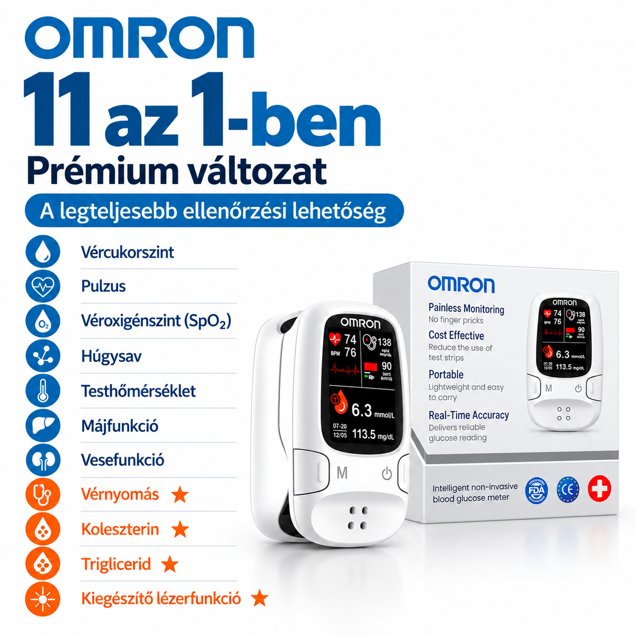 新🔥 Black Friday akció: az Omron™ új non-invazív okos vércukormérője, USA-ban fejlesztve! 🇺🇸