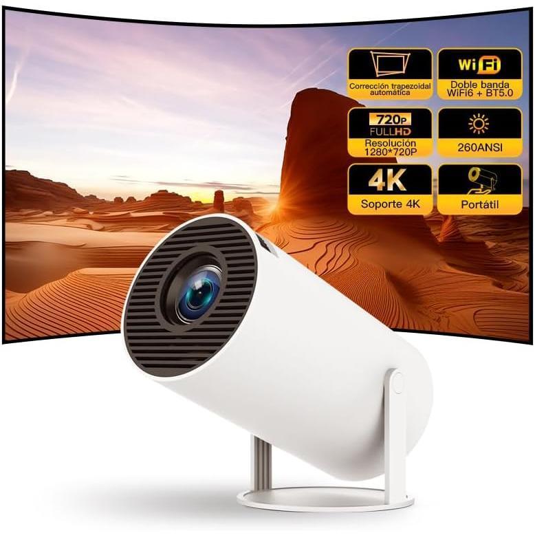 Mini Proiettore con Android 12 WiFi e Bluetooth Portatile 1080P Full HD – 18000 Lume da Esterno e Soffitto