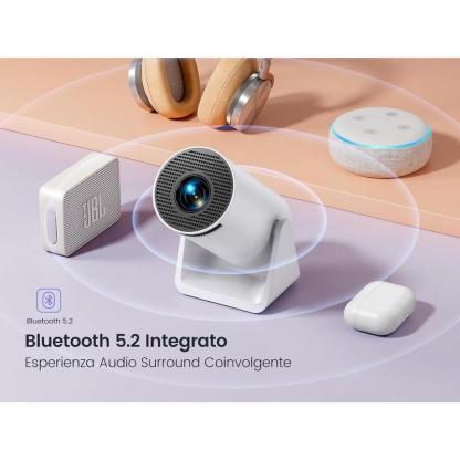 Mini Proiettore  con Android 12 WiFi e Bluetooth Portatile 1080P Full HD – 18000 Lume da Esterno e Soffitto
