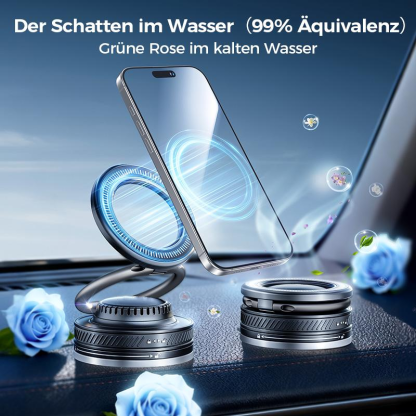 Supporto per Telefono Auto Clip on, Forte Impugnatura Magnetica, Supporto Pieghevole Antiscivolo, Regolabile a 360 °, per la Navigazione Auto e Uso Domestico Funziona con o senza Telefoni Magnetici