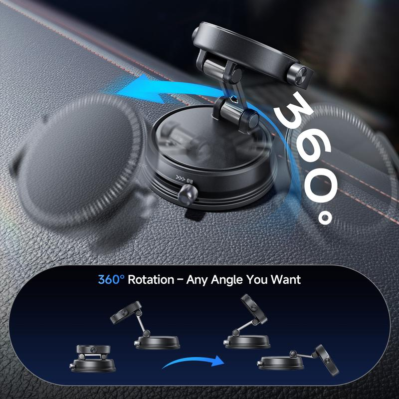 Supporto per Telefono Auto Clip on, Forte Impugnatura Magnetica, Supporto Pieghevole Antiscivolo, Regolabile a 360 °, per la Navigazione Auto e Uso Domestico Funziona con o senza Telefoni Magnetici