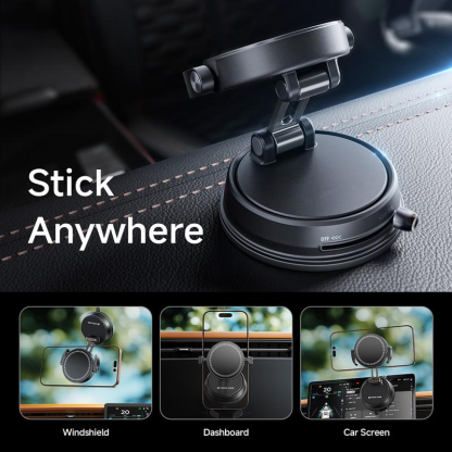 Supporto per Telefono Auto Clip on, Forte Impugnatura Magnetica, Supporto Pieghevole Antiscivolo, Regolabile a 360 °, per la Navigazione Auto e Uso Domestico Funziona con o senza Telefoni Magnetici